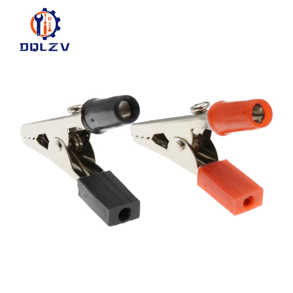 10PCS 50mm Plastic Handle Test Probe Metal Alligator Clips Connector Connect Socket Plug for Battery 4MM Banana Plug
