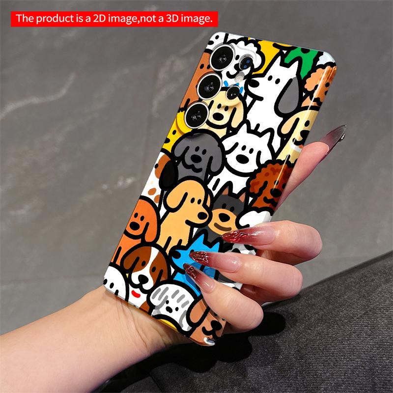 2DFlat Samsung Phone Case Colorful Dog Faces Phone Case Applicable To Galaxy S22 S23 S24 S25ULTRA S26 A12 A13 A14 A15 A16  A34 A35 A54 A55