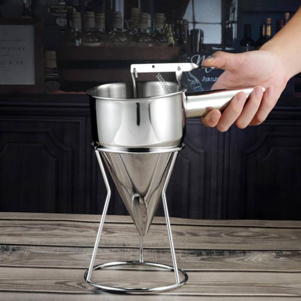 Stempeltrakt i rustfritt stål med stativ Kjøkken Baketrakt Rørdispenser Saus Fløtedosering