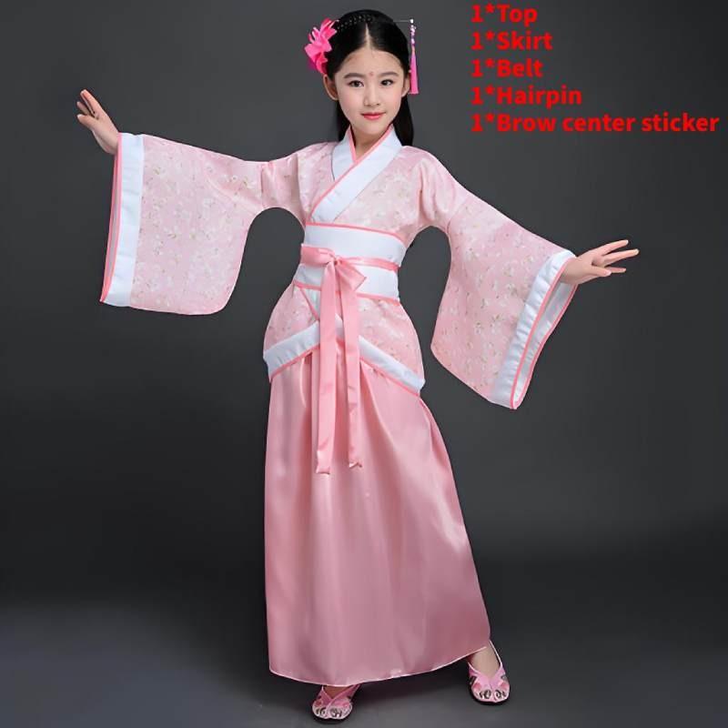 Chinese Style Childrens Hanfu Costume With Taffeta Fabric For Ethnic Dance Performances