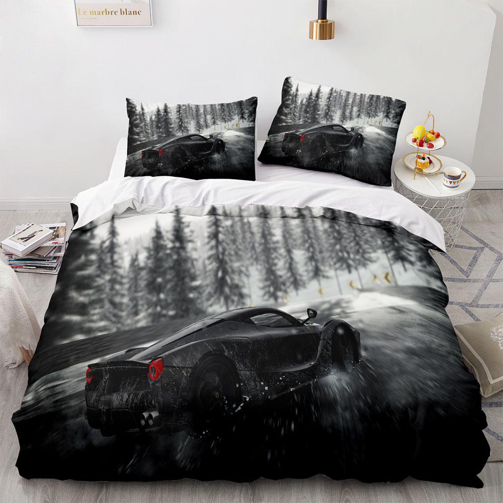 Sports Car Duvet Cover Sets Full Size,3 Piece Race Car Bedding Sets With Pillowcases For Teens Boys 2/3pcs Polyester Quilt Cover