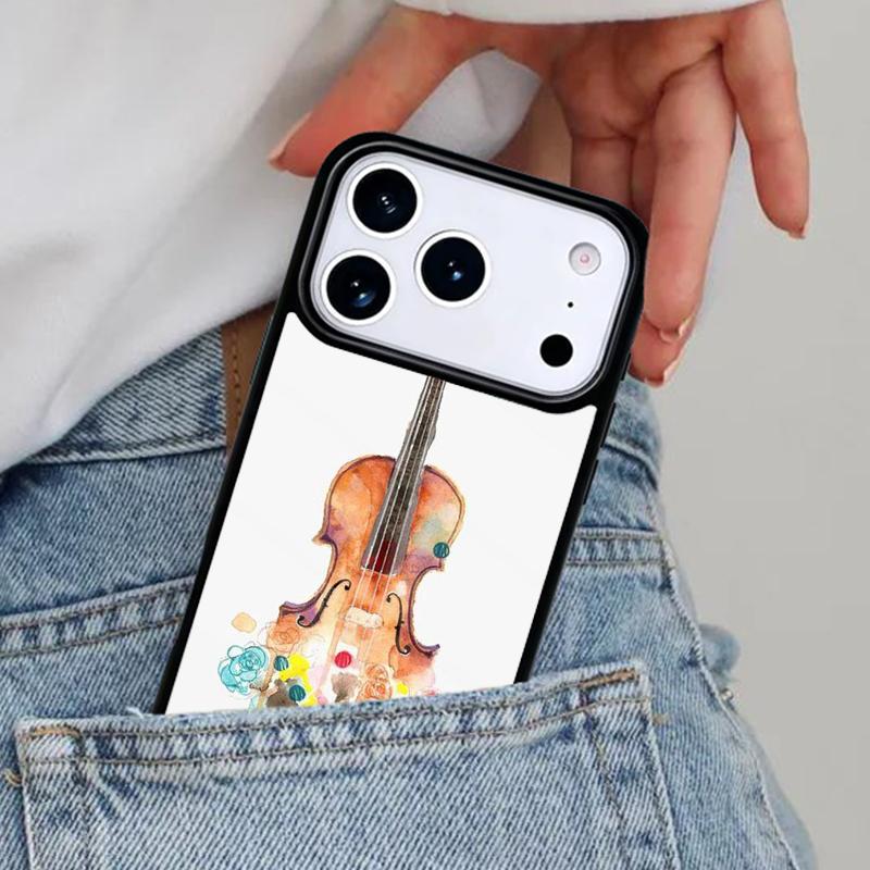 Musical Cello Violin Phone Case for iPhone 17ProMax 12 13 14 15 16e 17 Pro Max Plus Air Cover