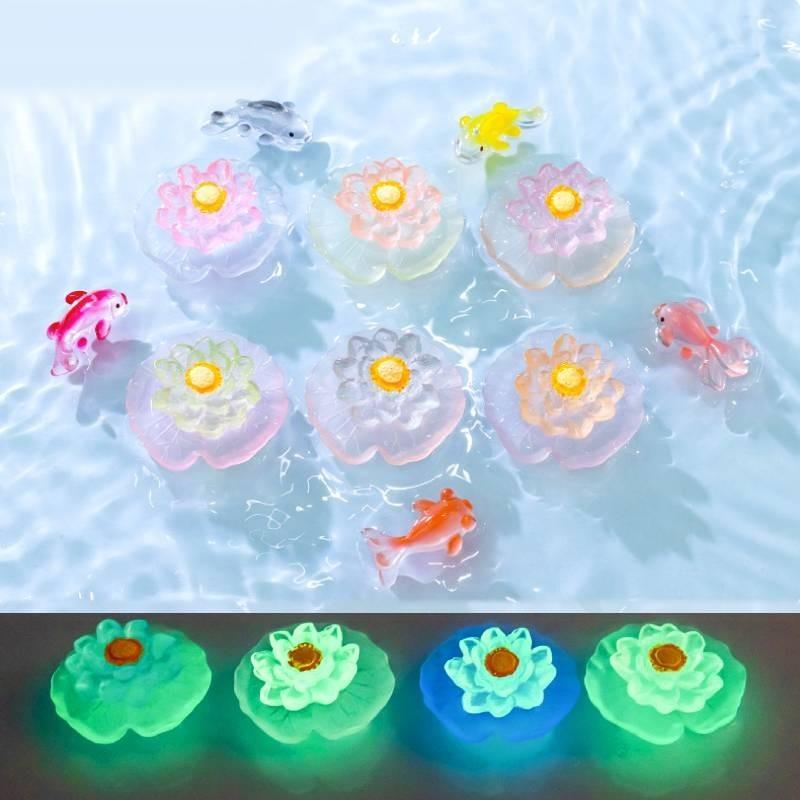 Vibrant Glowing Lotus Decorative Resin Plants For Diy Aquarium Decorations