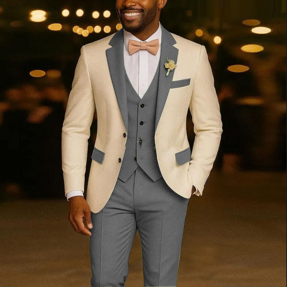 Ivory Men's Suit 3 Pieces Blazer Light Green Vest Pants Wedding Tuxedos Formal Male Suit for Wedding Groomsmen Prom