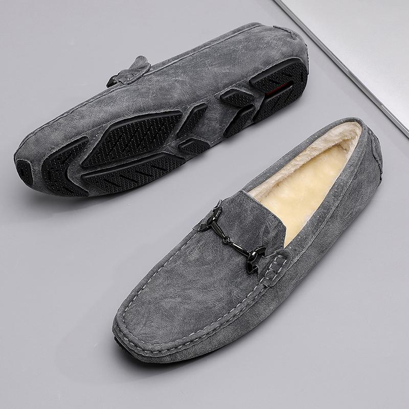 Fashion Men Casual Shoes Fashion Men Fur Handmade Suede Genuine Leather Mens Loafers Moccasins Slip On Men's Flats Male Driving Shoes