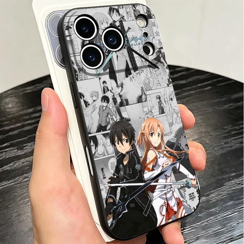 S-Sword O-Online SAO Anime Soft Phone Case for iPhone 16 16E 17 Air 15 Pro Max 14 Plus 13 Mini 11 12 7 Black Cover Back Shell