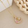 New Korean Fashion Butterfly Moon 2025 Necklace Women's Stainless Steel Cute Collar Chain High End Elegant  Girls Gift