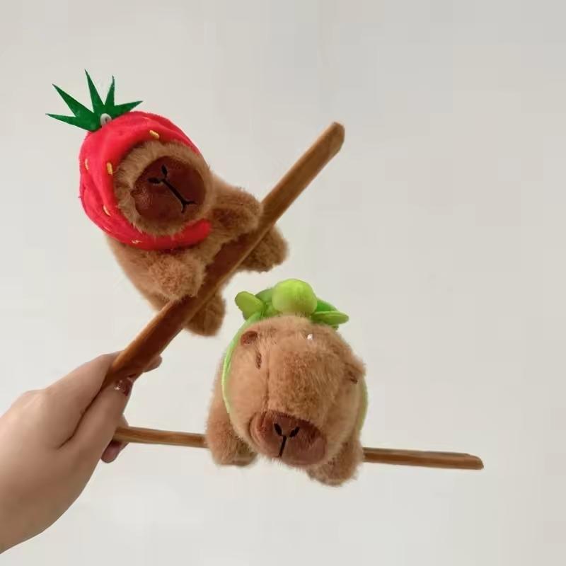 Lovely Capybara Animal Slap Snap Wrap Wristband Bracelet Plush Stuffed Animal Kawaii Kapibara Hand Ring Wristband Kid Funny Toys