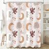 Modern Bathroom DecorStylish Abstract Print Shower Curtain in Soft Beige Palette with Moon Stars Design for Home Decoration Wa