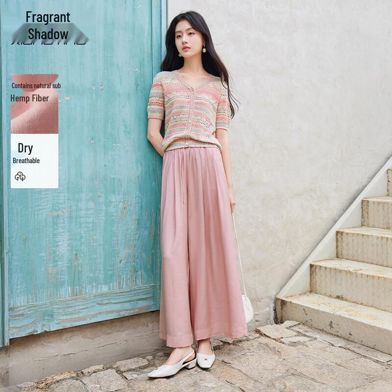 Xiangying Women s Summer High-Waist Relaxed Fit Wide-Leg Pants S