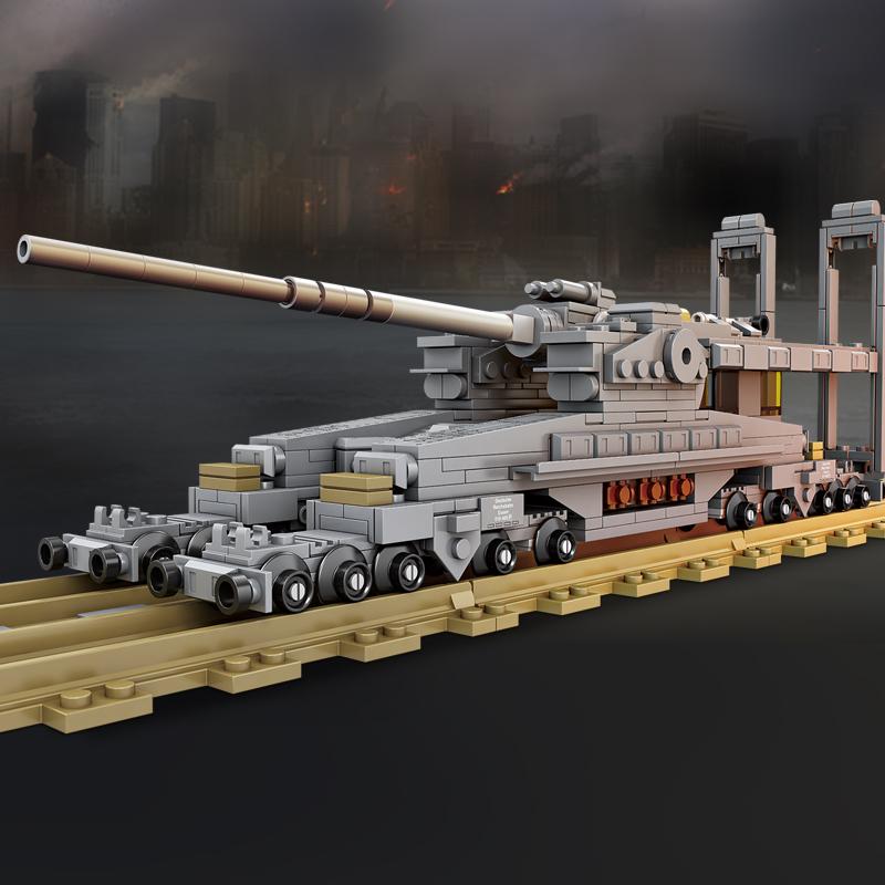 Non-Toxic New Ww2 Railway Gun Building Blocks Military Cannon Moc Bricks Model Army Weapon Tank Children Toys Adult Kid Children Christmas Gift