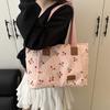 Corduroy Tote Bag Cute Cherry Patched Purse for Women Fabric Large Capacity Tote Purse Shoulder Bag Casual Underarm Bags CLE