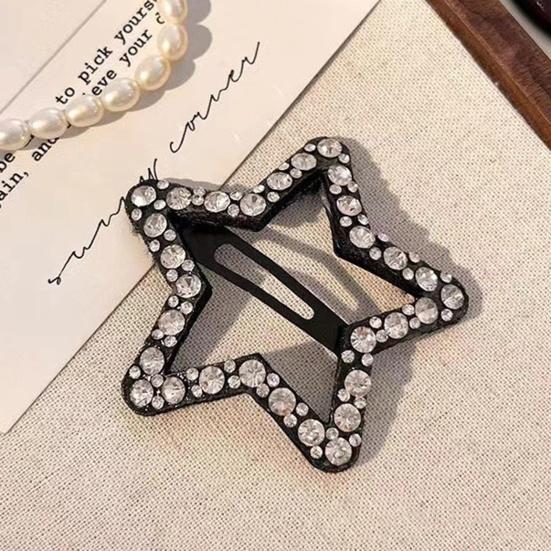 Hairpins Rhinestones Shining Hollow Five-Pointed Star Shape Hair Clips Stable Non-Damaging Hair