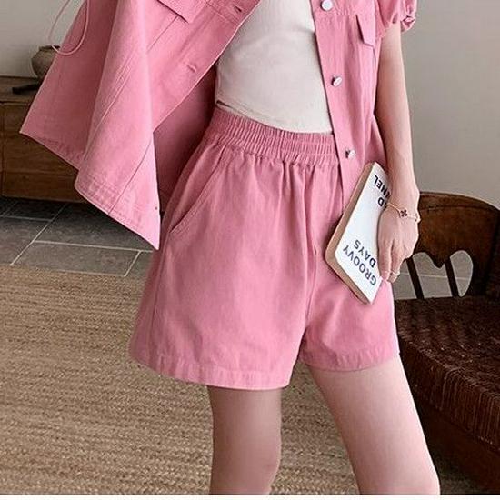 

Korean Style Denim Jacket and Shorts Set for Women - Summer Petite Plus Size, Flaw-Hiding and Slimming. XL (135-150 lbs)