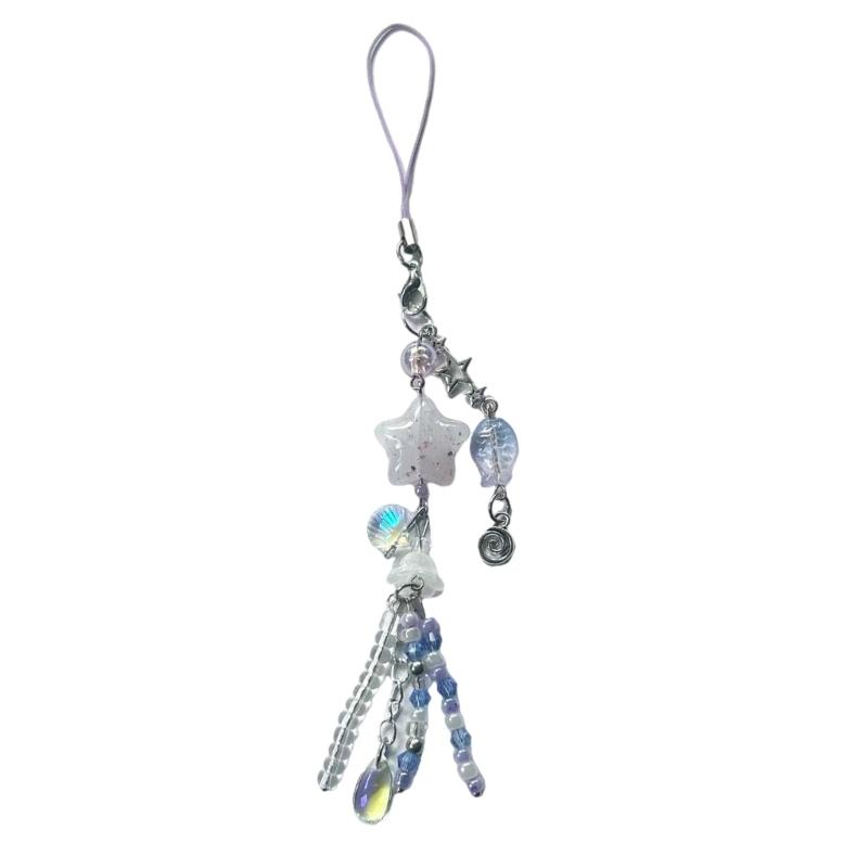 Lovely Jellyfish Pendant Handmade Beaded Phone Charm Portable Girls' Fashion Accessory for Mobiles Trendy Women Ladies