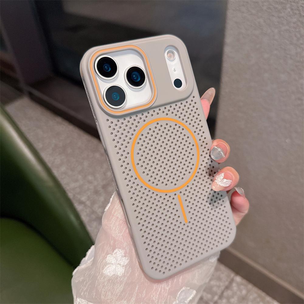 

Heat Dissipation Mesh For Magsafe Magnetic Wireless Charge Case For iPhone 17 Air 16 15 14 13 12 Pro Max Breathable Armor Cover iPhone 16 Pro