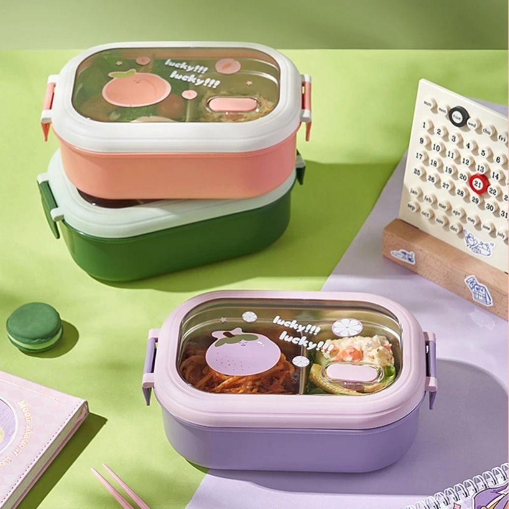 2 Compartments Fruit Lunch Box Leak-Proof Food Storage Box Portable Lunch Container  Girls
