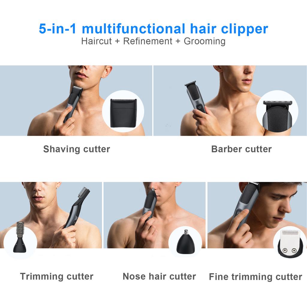 5 In 1 Hair Clipper Multifunctional Waterproof OilHead Rechargeable Electric Hair Maker