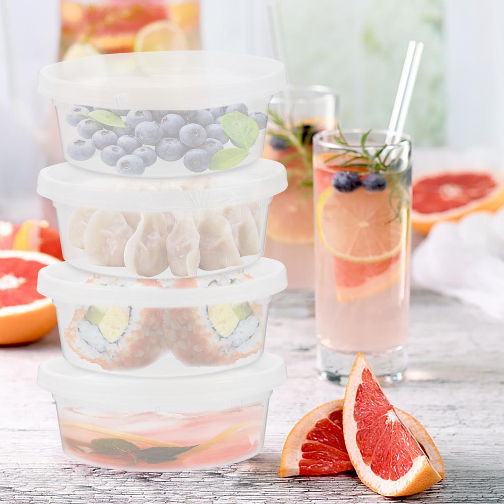 20Pcs Food Storage Containers Large Plastic Condiment Containers with Lids Take-Out Sauce Cups Meal Prep Disposable Bowls