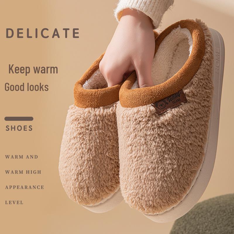Plush Furry Winter Cotton Slippers for Couples – Non-slip Indoor Shoes for Women and Men 2025.