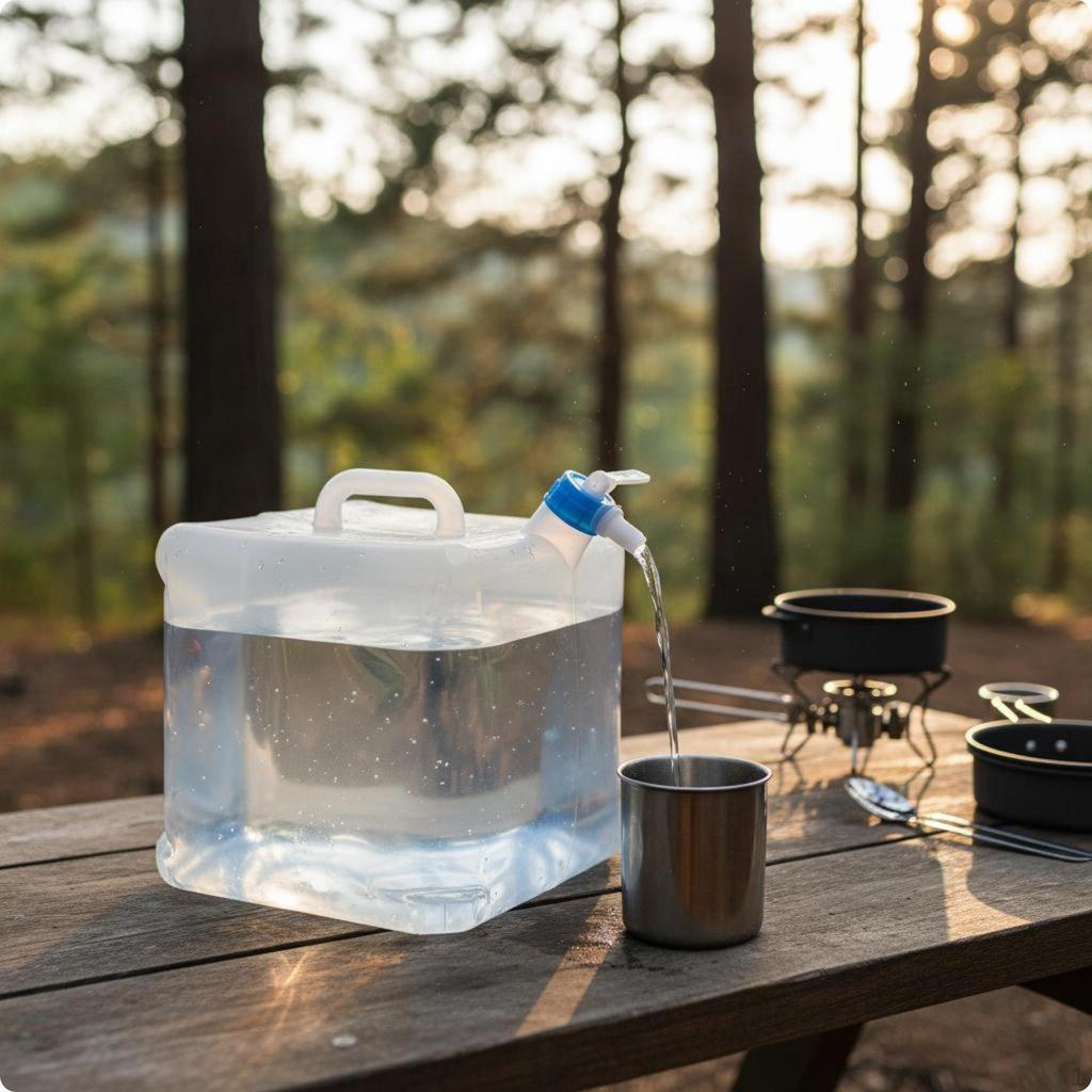 Foldable Water Tank Food Grade Container Lightweight for Travel, Road Trip 10L Faucet