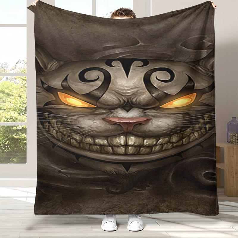 

Alice in Wonderland Cartoon Cheshire Cat Flannel Blanket,Ultra Soft Warm Plush Throw for Home Bedroom Bed Sofa Cover Kid Gift 75x90cm