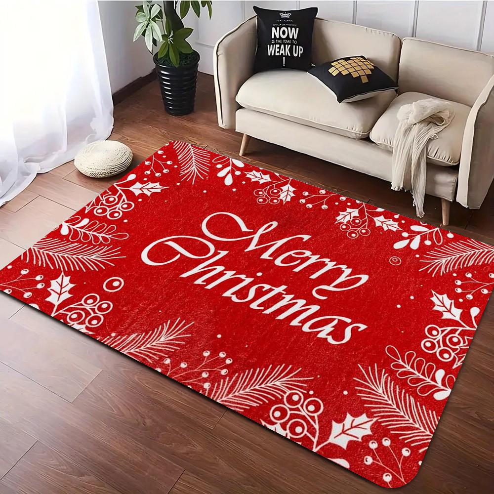 Christmas Red Stripes Area Rug Carpet Non-Slip Washable Carpet for Living Room Bedroom and Home Decor Floor Mat