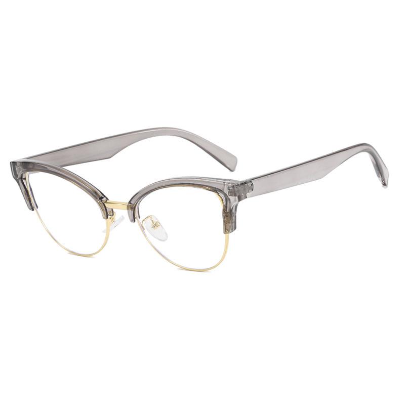 Fashion Cat Eye Shape Plain Eyeglasses for Women Pc Frame Eyeglasses for Party Eyeglasses Metal Half Framed Glasses Clear Lens Eyeglasses