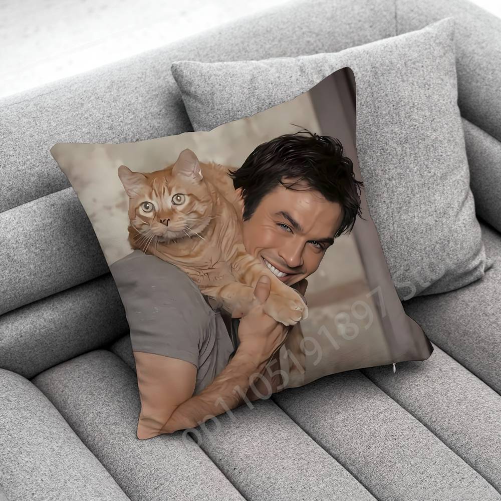 Pillow Case For 45*45cm 40cm 55cm 50cm 30cm Square Car Pillowcase Shell Actor D-Damon Salvatore Throw