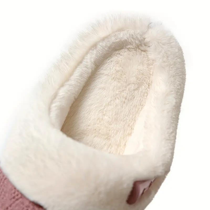 Solid Color Slippers Casual Slip On Plush Lined Shoes Comfortable Indoor Home Slippers