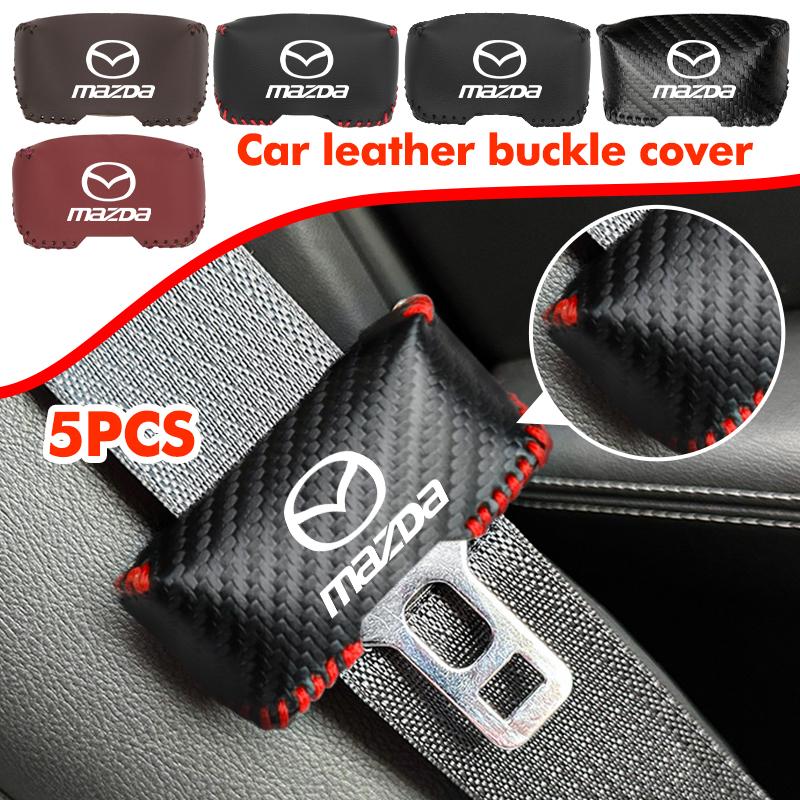Car Seat Belt Buckle Plug Leather Car Seat Belt Clip Protective Covers For Mazda 3 CX3 CX4 CX5 CX7 CX8 CX9 CX30 RX7 Atenza Axela NBB6