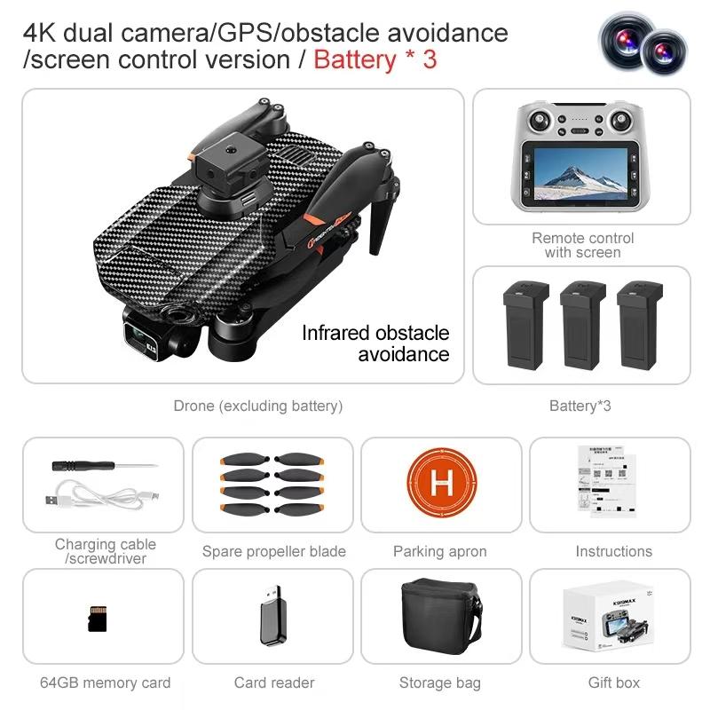 NEW K919 MAX GPS Drone Professional 4K Camera 3-axis Gimbal Aerial FPV Brush Avoiding Obstacle with Large Screen Control Quadcopter