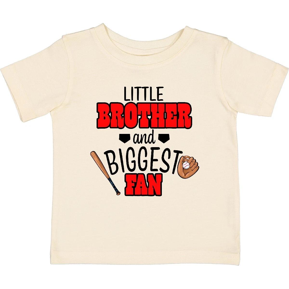 Inktastic Little Brother And Biggest Fan Baseball Glove And Bat Baby kids boys T-Shirt Bro 130