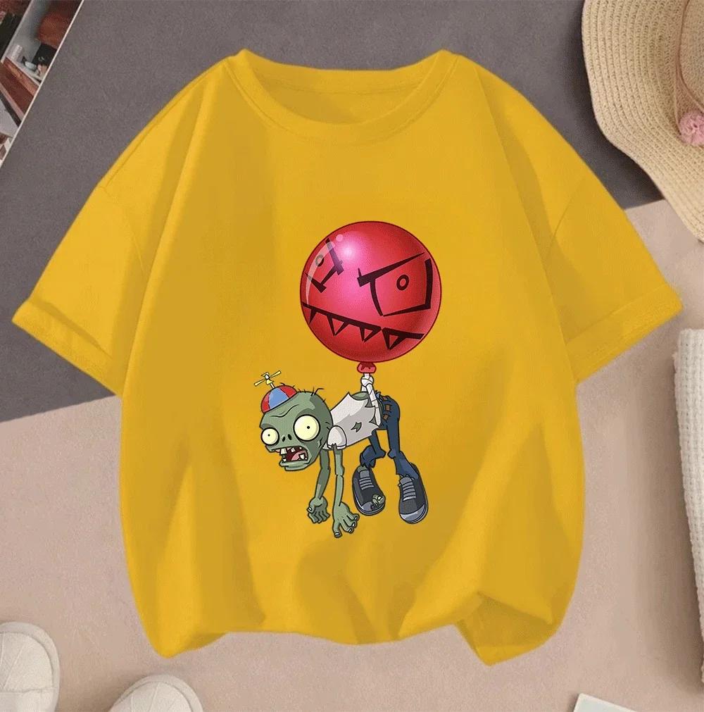 Hot Sale Plants Vs Zombies 2D Cartoon Print Casual Summer Short Sleeve T Shirt 2026 For Children Teenagers Boys Girls