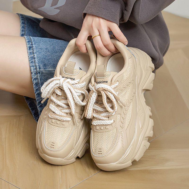 Dad shoes spring and summer new thick-soled heightening breathable mesh casual sports shoes