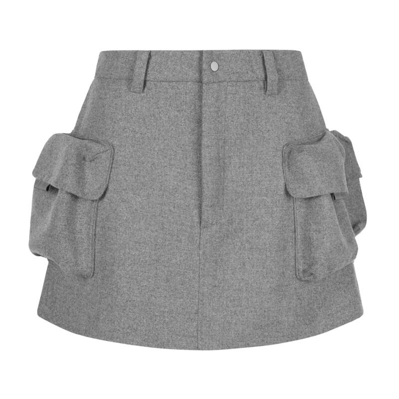 JNBY Women's Wool Blend A-Line Mini Skirt with Utility Pockets