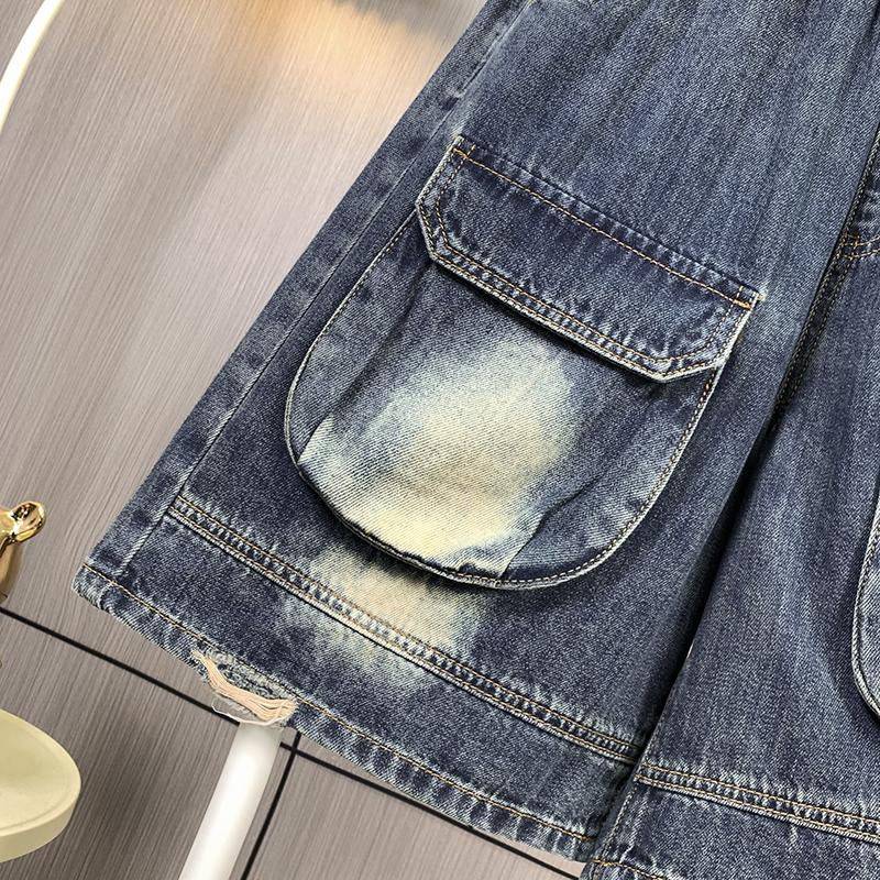 DIMANAF Plus Size Summer Women 2025 Vintage Jeans Casual Pockets High Waist Elastic Basic Loose Harem Pants