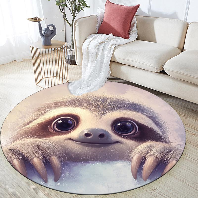 

Cartoon Sloth pattern round rug,Carpet Rug for Living Room Bedroom Playroom ,Non-slip Floor Mat,Holiday Gifts and Birthday Gifts. 80cmx80cm