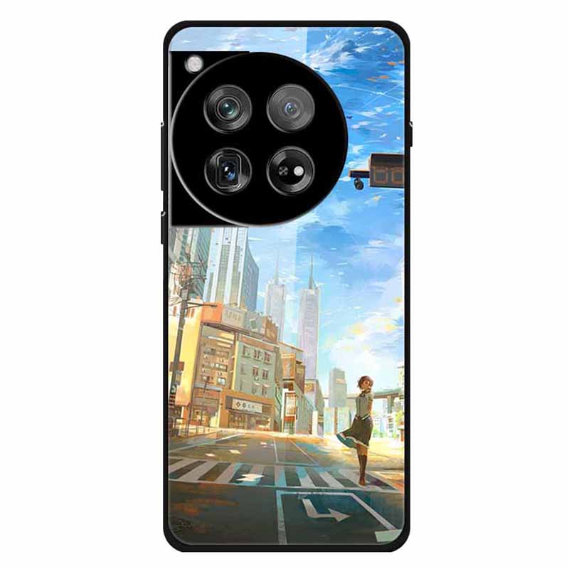 Für OnePlus 12 5G Hülle Musterdruck PC+Gehärtetes Glas+TPU Handy-Rückseite