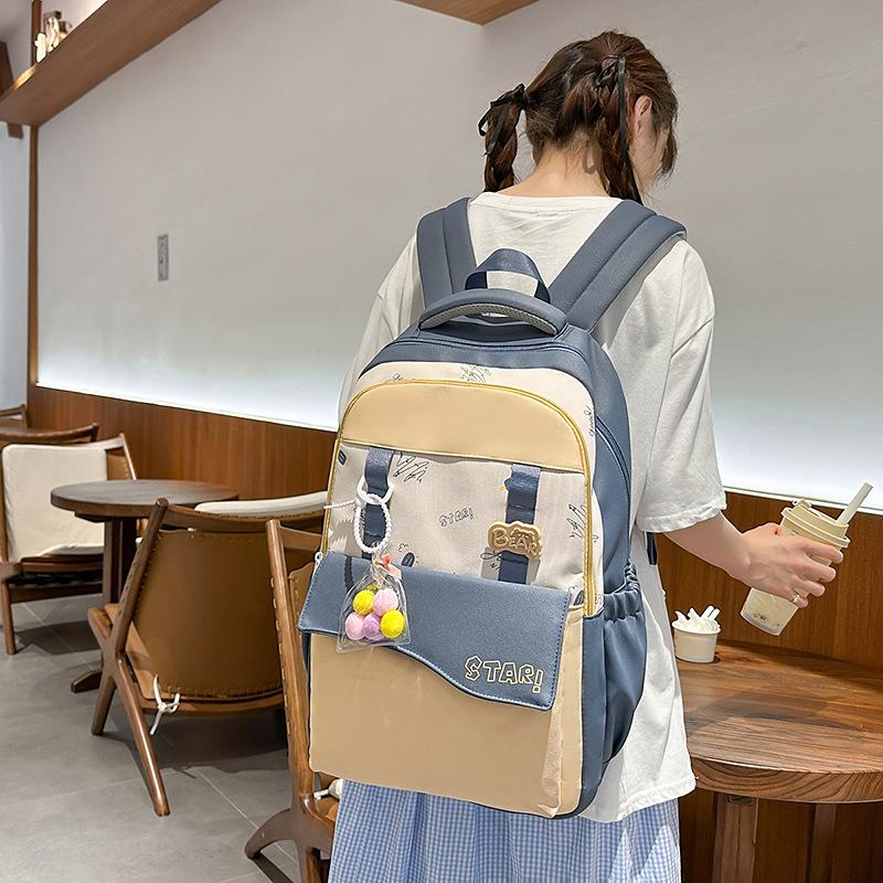 College style schoolbag for high school girls simple light travel backpack junior high school student large capacity casual student backpack