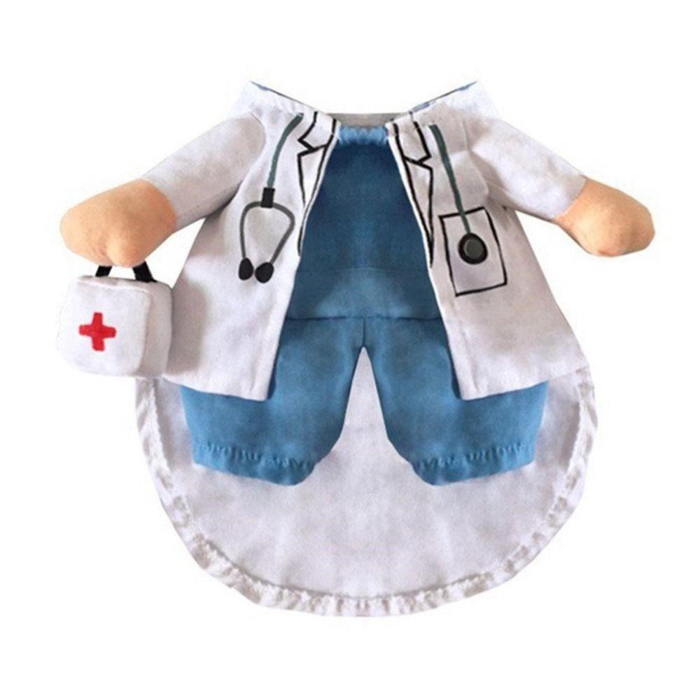 White Pet Cosplay Doctor Outfit Polyester Cat Doctor Uniform Dog Cat Doctor Costume  Festival Party