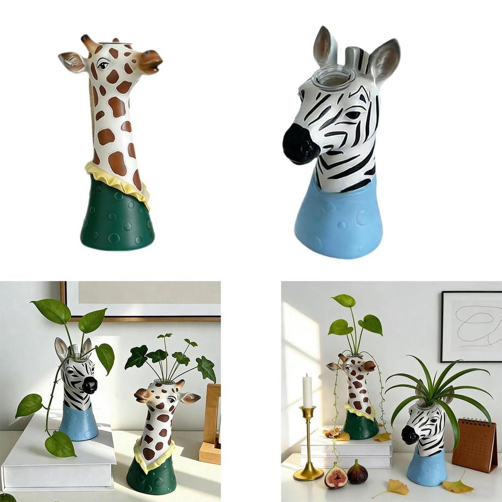 Animal Face Vase Home Decor Living Room Table Decoration Art Statue Ornaments,Creative,Dried Flower Vase Modern,