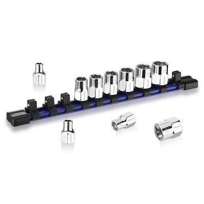 Socket Set with Hex and 17mm with Storage for Repairs 10-Piece 9.5mm (3/8") Drive, Sockets, 7, 8, 10, 11, 12, 13,