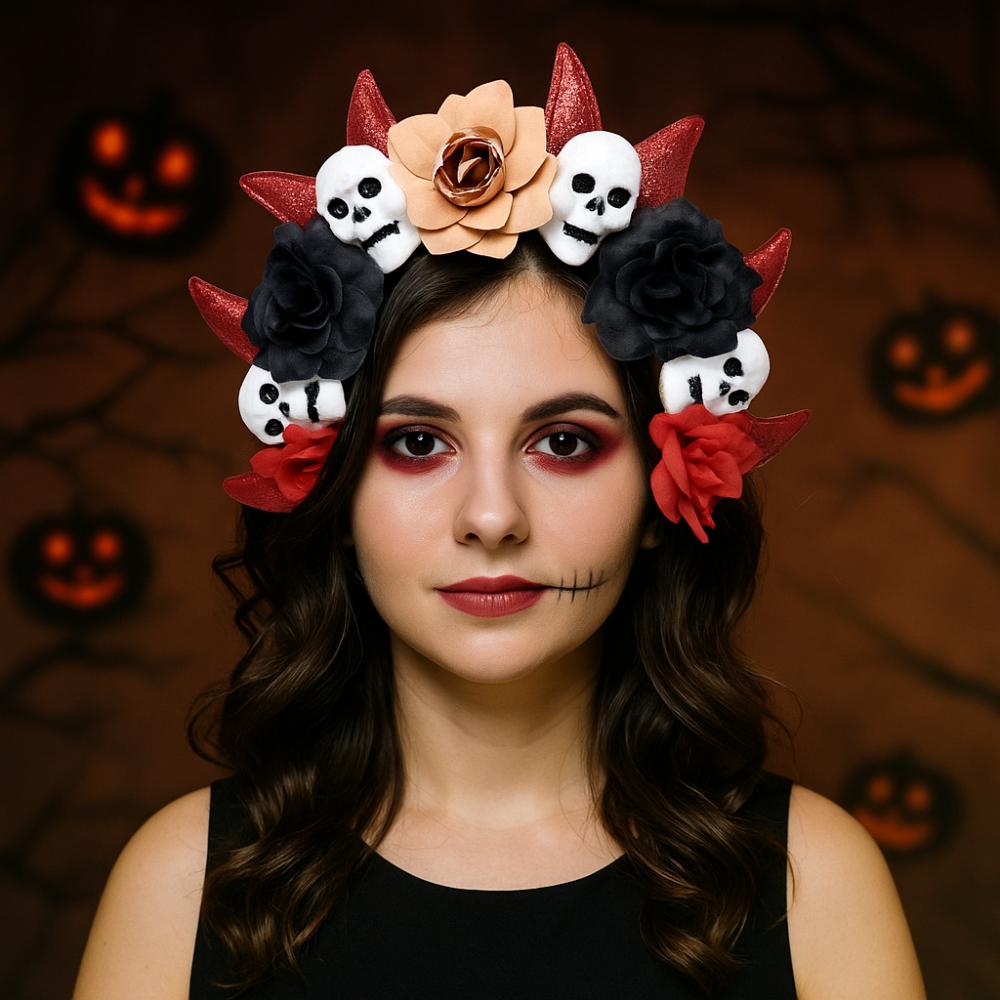 Exaggerated Halloween Hair Hoop Halloween Decor Gothic Flower Hairband  Haunted House
