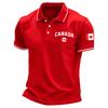 Men's Button Front Polo Shirt Short Sleeve Casual Lightweight Breathable Fabric Classic Fit with Embroidered Country Emblem