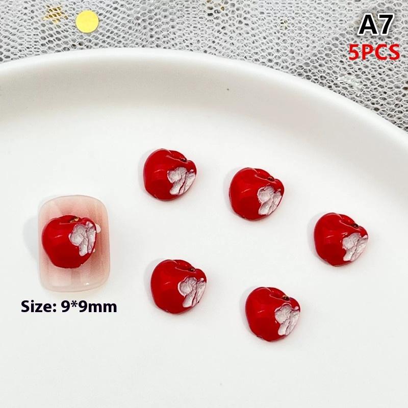 

5/24/30 шт. Полимерные имитации фруктов Шармы для нейл-арта Милые красные расписные Различные формы DIY украшения для креативных DIY ногтей