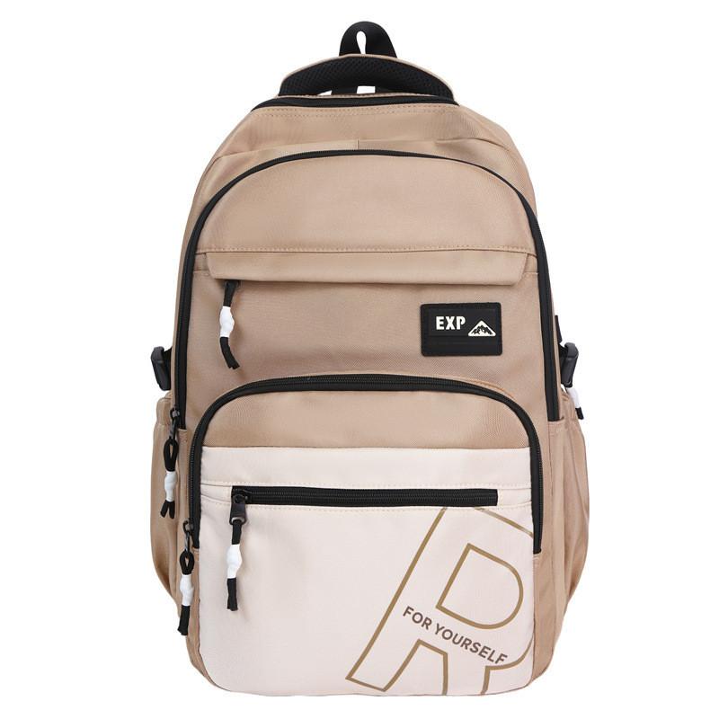 Contrasting Big Capacity Color Backpack With Letter Printing Design For Daily