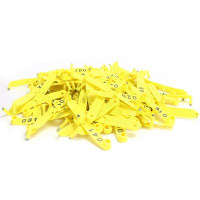 100 Pièces Étiquette d'Oreille de Mouton Pliée en Double Jaune Numéro Intégré Carte d'Identification Animale