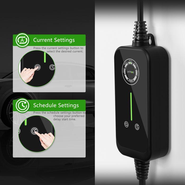 Jatrhg ev chargeur 7m 3.6kw-1.5kw 16a|13a|10a|8a type 2 câble de charge voiture electrique portable courant commutable chargeur ev