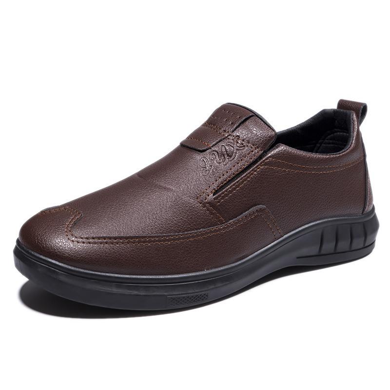 New soft leather men's shoes black casual one-pedal lazy shoes soft-soled driving work shoes fashionable and comfortable dad shoes